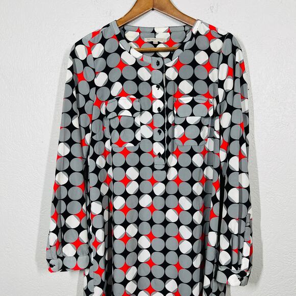 Gap Mid Mod Sheath Dress Polka Dot Shift Casual Long Sleeve - M - Picture 2 of 4